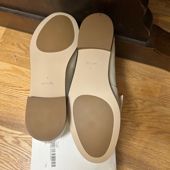 NEW Quince 9 Italian leather bow Elegant Cream Loafers - Picture 4 of 8